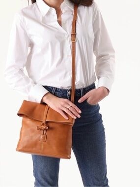 Dooney & Bourke Tan Leather Fold-Over Shoulder Bag